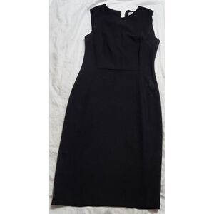 Calvin Klein Black Sheath Sleeveless Round Neck Exposed Rear Gold Zipper 6